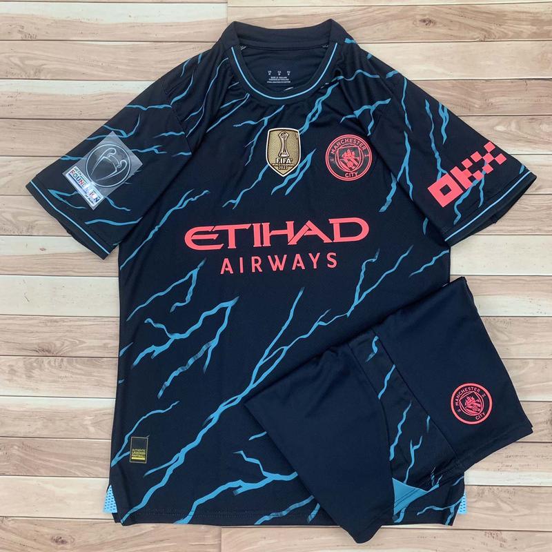 Bộ Quần Áo Bóng Đá, Áo Đá Banh CLB Manchester City Tia Sét Sân Khách 23/24 - Vải Thái Cao Cấp