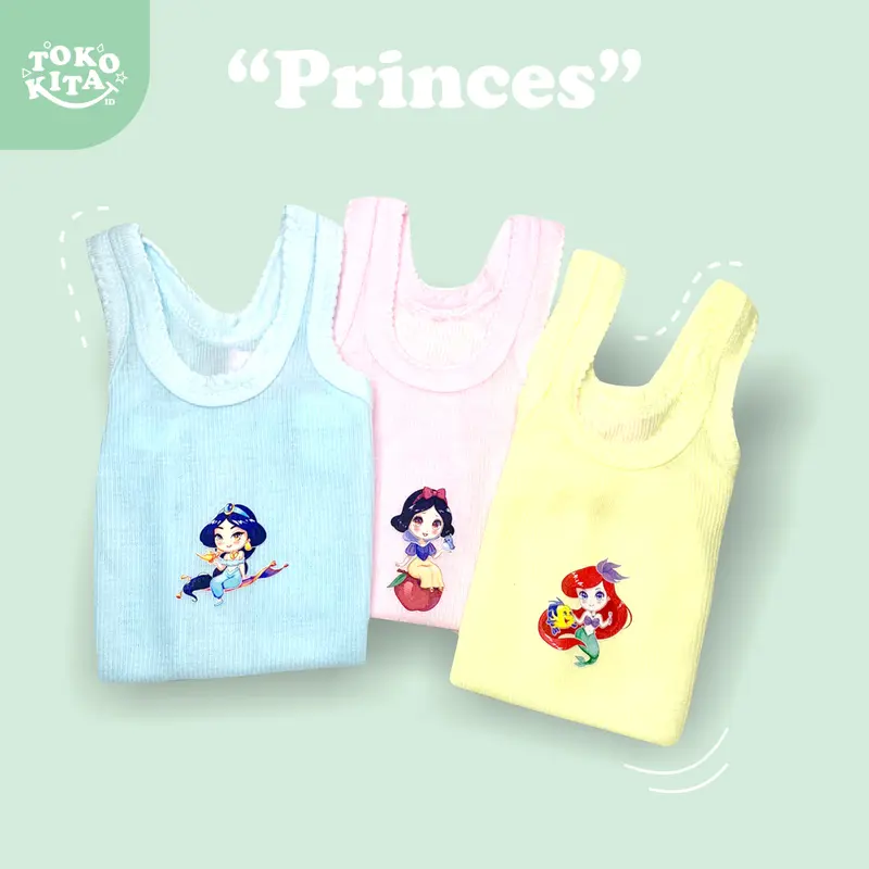 Kids Fashion - Kaos Dalam Anak - Singlet Anak Perempuan 3pcs Motif Karakter Frozen Lucu 2