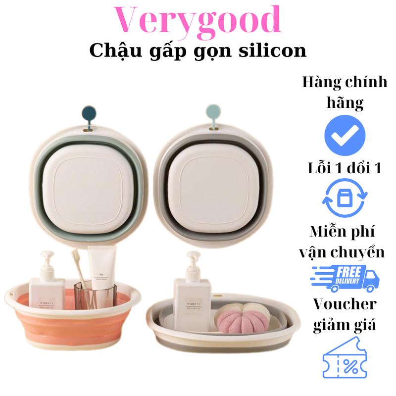 Chậu gấp gọn silicon HL085, Chậu đa năng gấp gọn giặt quần áo tiết kiệm không gian mang đi du lịch, thau rửa mặt cho sinh viên tiện lợi