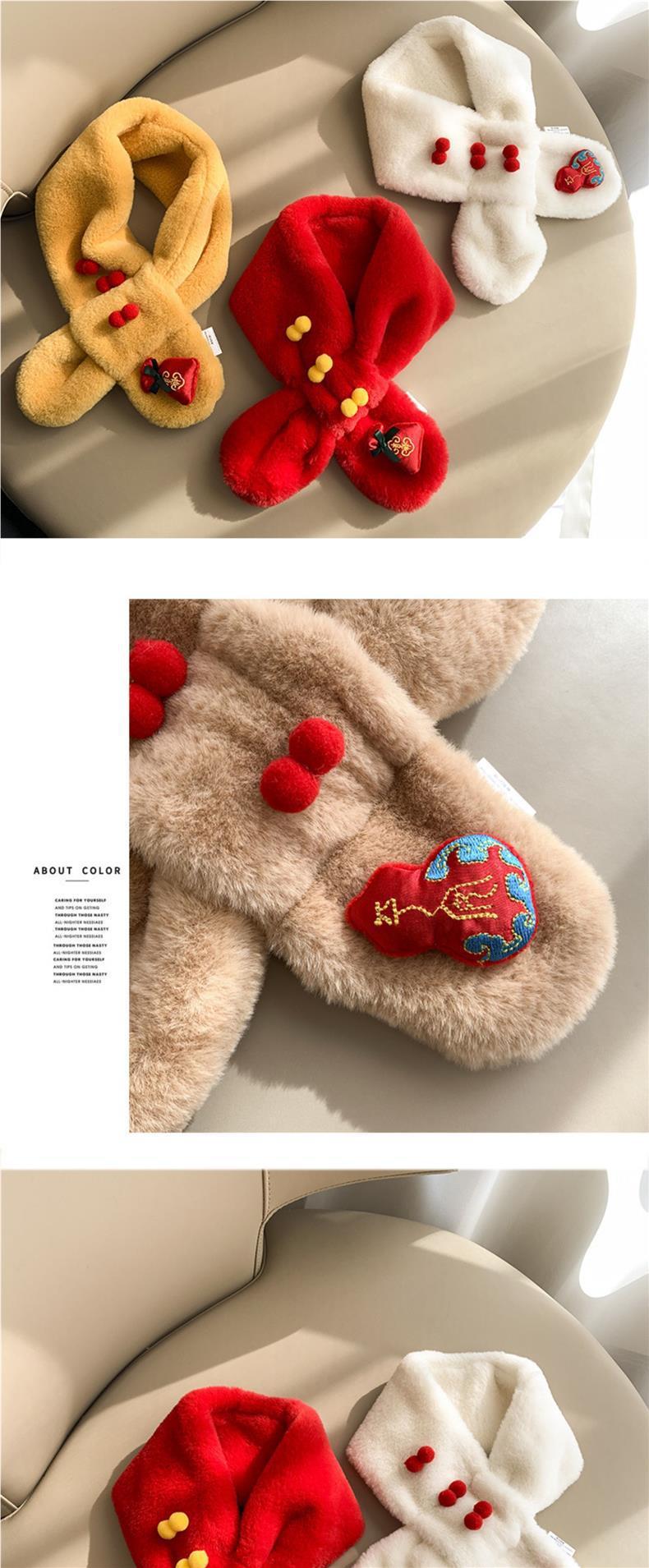 Product Introduction of Christmas Day New Year Gift Children's Plush Scarf Autumn and Winter Thickened Boy and Girl Baby Scarf Warm and Cute 16
