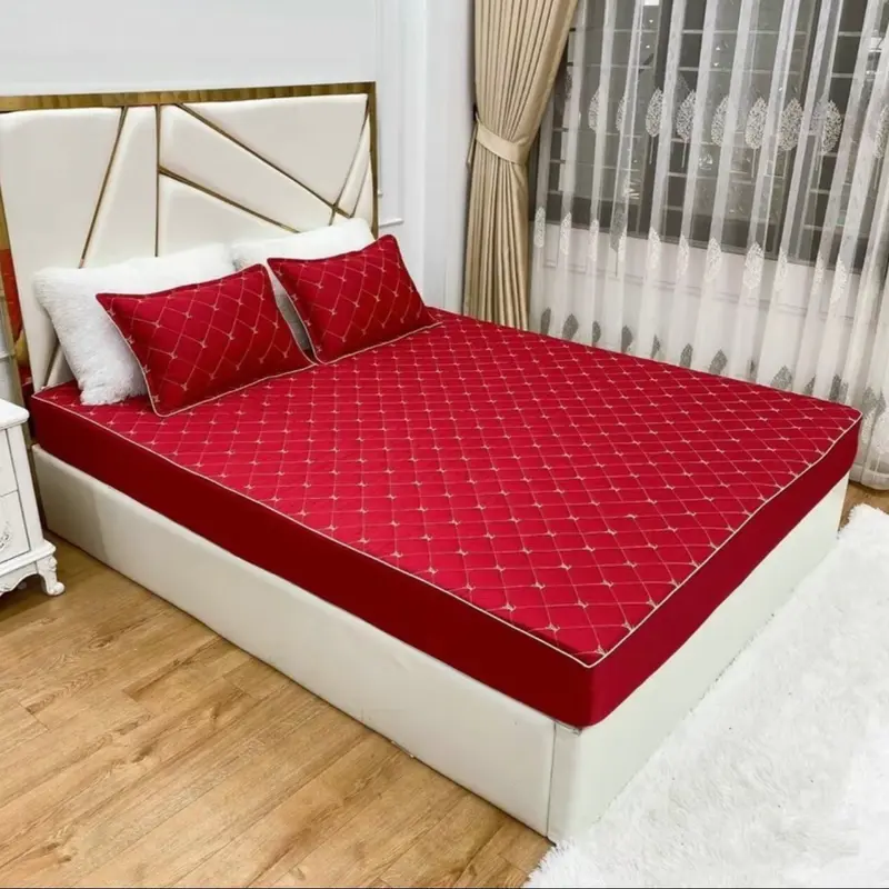 ( Không Kèm Vỏ Gối Đầu ) Lẻ 1 ga phi lụa trần bông , có chun bọc đệm dưới 15cm 0