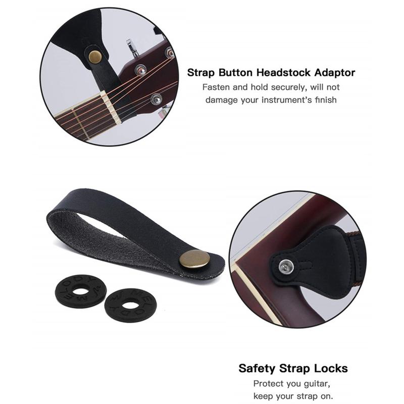 Soft Guitar Strap, 1 Pair Strap Locks & 5 Counts Guitar Picks & 1 Count Hold & 2 Counts Washers, Electric & Acoustic Guitar Strap Accessories 6