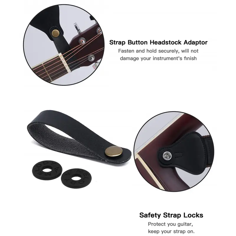 Soft Guitar Strap, 1 Pair Strap Locks & 5 Counts Guitar Picks & 1 Count Hold & 2 Counts Washers, Electric & Acoustic Guitar Strap Accessories 6
