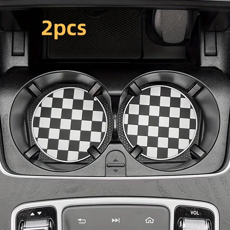Round Flower Pattern Car Coasters, Non-slip Car Cup Holder Pad, Car Interior Accessories for Gift 3