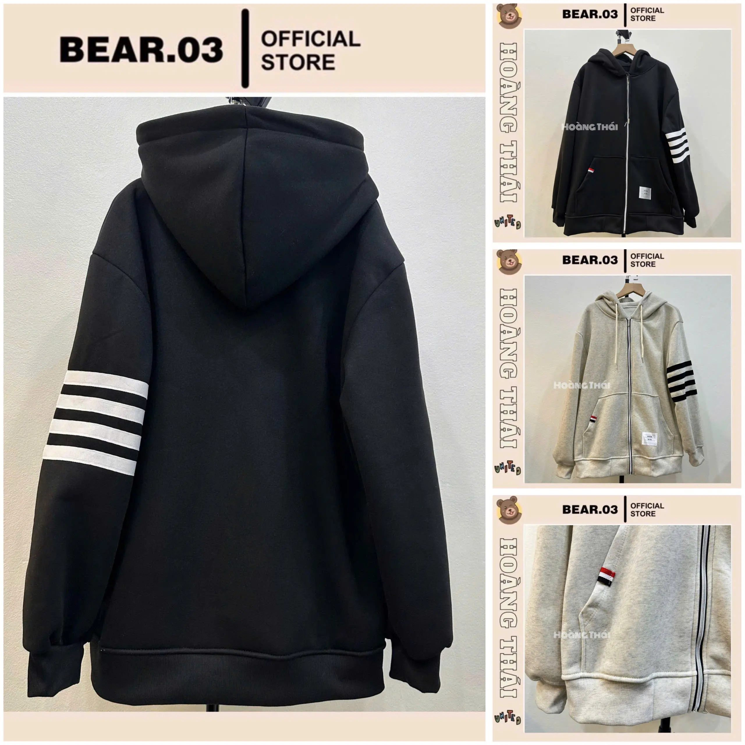 ÁO KHOÁC VẠCH TAY THÊU CHẤT NỈ TÀU MŨ 2 LỚP HT: 6 Menswear Jacket
