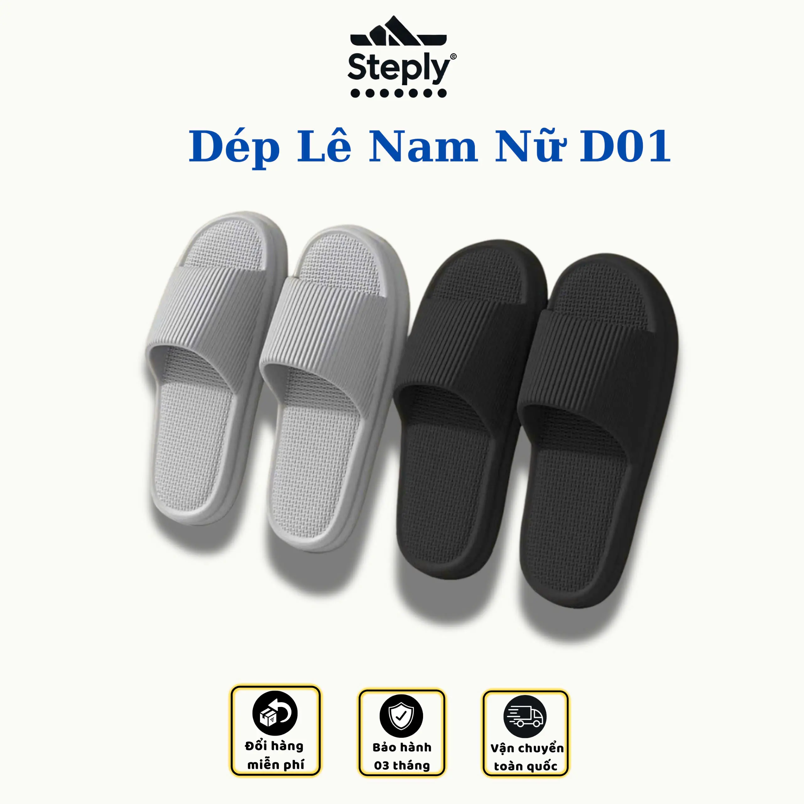 Dép đi trong nhà - phòng tắm Steply đế dày chống trượt chống thấm nước khử mùi dép cặp đôi cho cặp đôi nam nữ Unisex D01