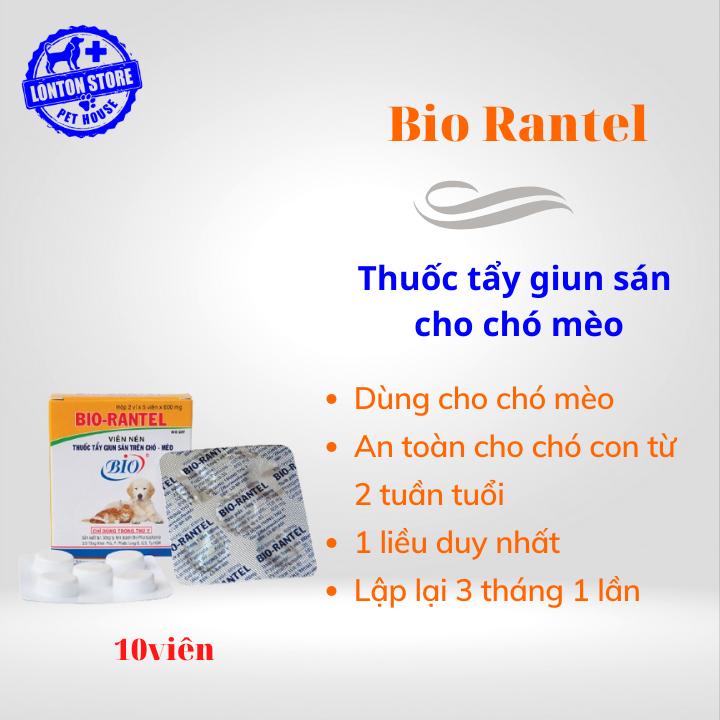 Bio Rantel - Thuốc tẩy giun sán chó mèo 10 viên hộp
