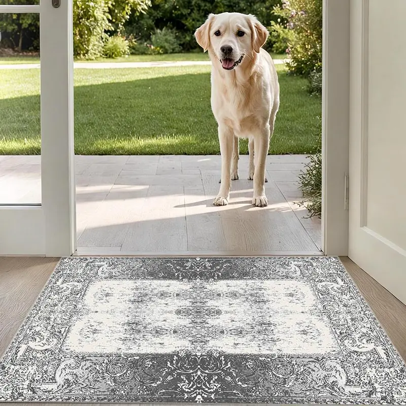 Floral Pattern Pet Mat, Non-slip Soft Pet Rug, Decorative Floor Mat for Home Living Room Bedroom, Pet Supplies for Dogs & Cats 0