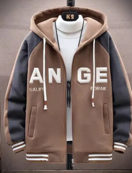 ÁO KHOÁC NỈ NAM NÓN TO DÂY KÉO LOGO THÊU  DÂY BẢN TO PHONG CÁCH MỚI Menswear Tay Dài 1