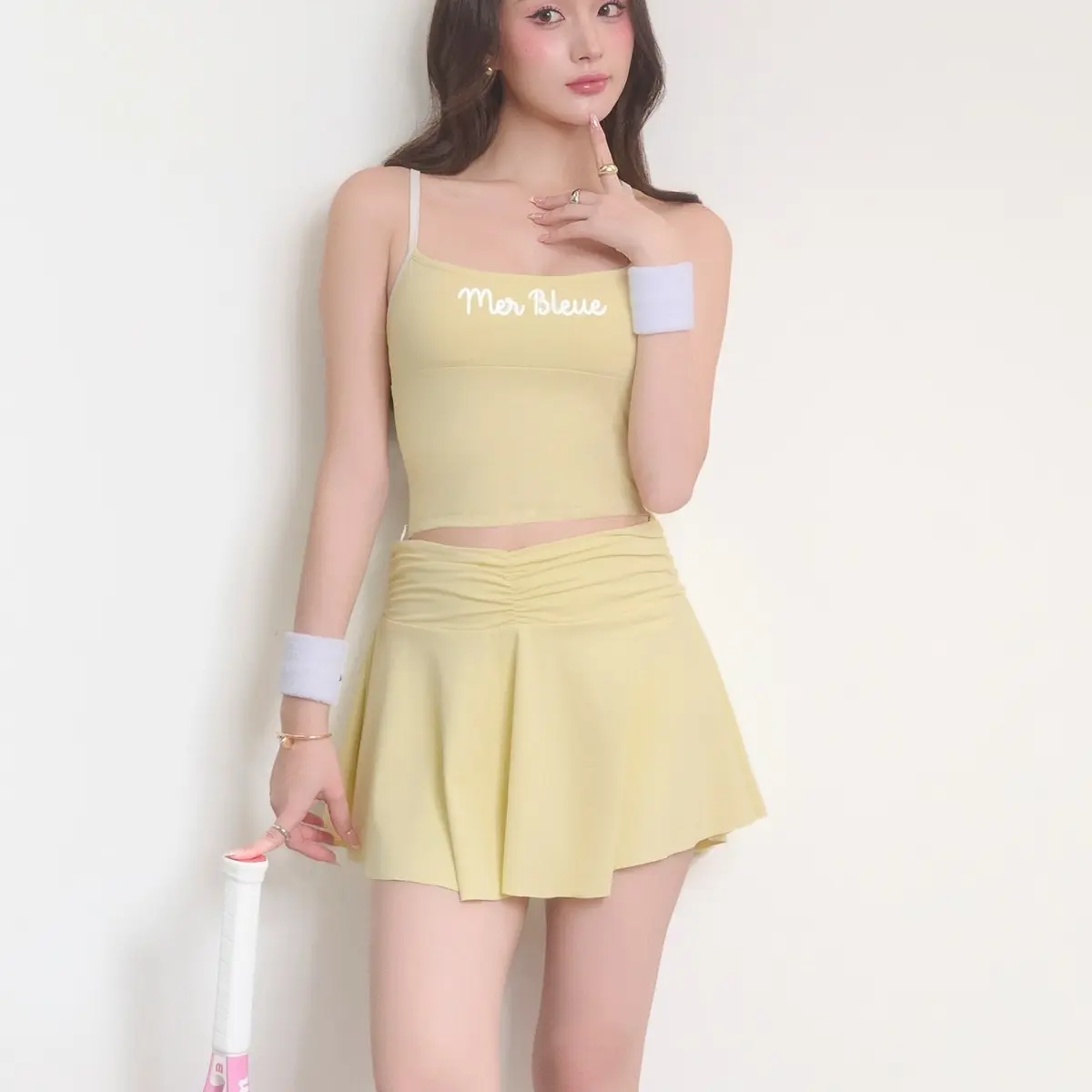 ￼Mer Bleue Sportswear Club | Đầm thể thao Magic Fit Set màu Pastel Yellow
