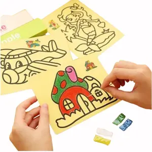 Sand Painting Mainan Edukasi Mewarnai Anak Kertas Lukisan Pasir Gambar Kartun Karakter Tempel