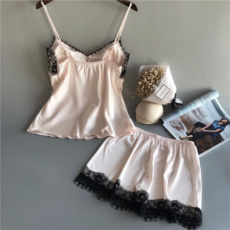 Product Introduction of Women's Underwear Women's Camisole Dress Set Ice Silk Lightweight Nightdress Home Nightdress Soft and Comfortable sexy pajamas 3