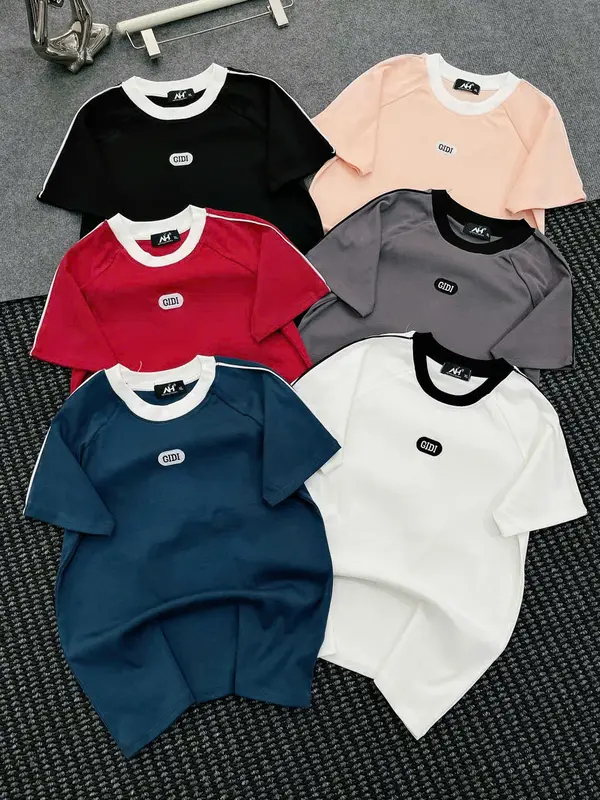 Áo thun viền tay  GIDI cotton borip _A 882_chân ngắn BTQ2 0