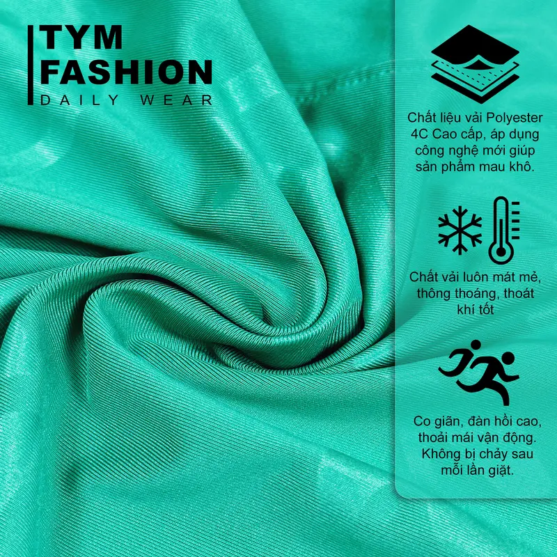 Áo thun thể thao Nữ tập Gym Yoga Pilates TYM FFTS003 Cổ tròn Tay ngắn - Vải Polyester 4C co dãn 7