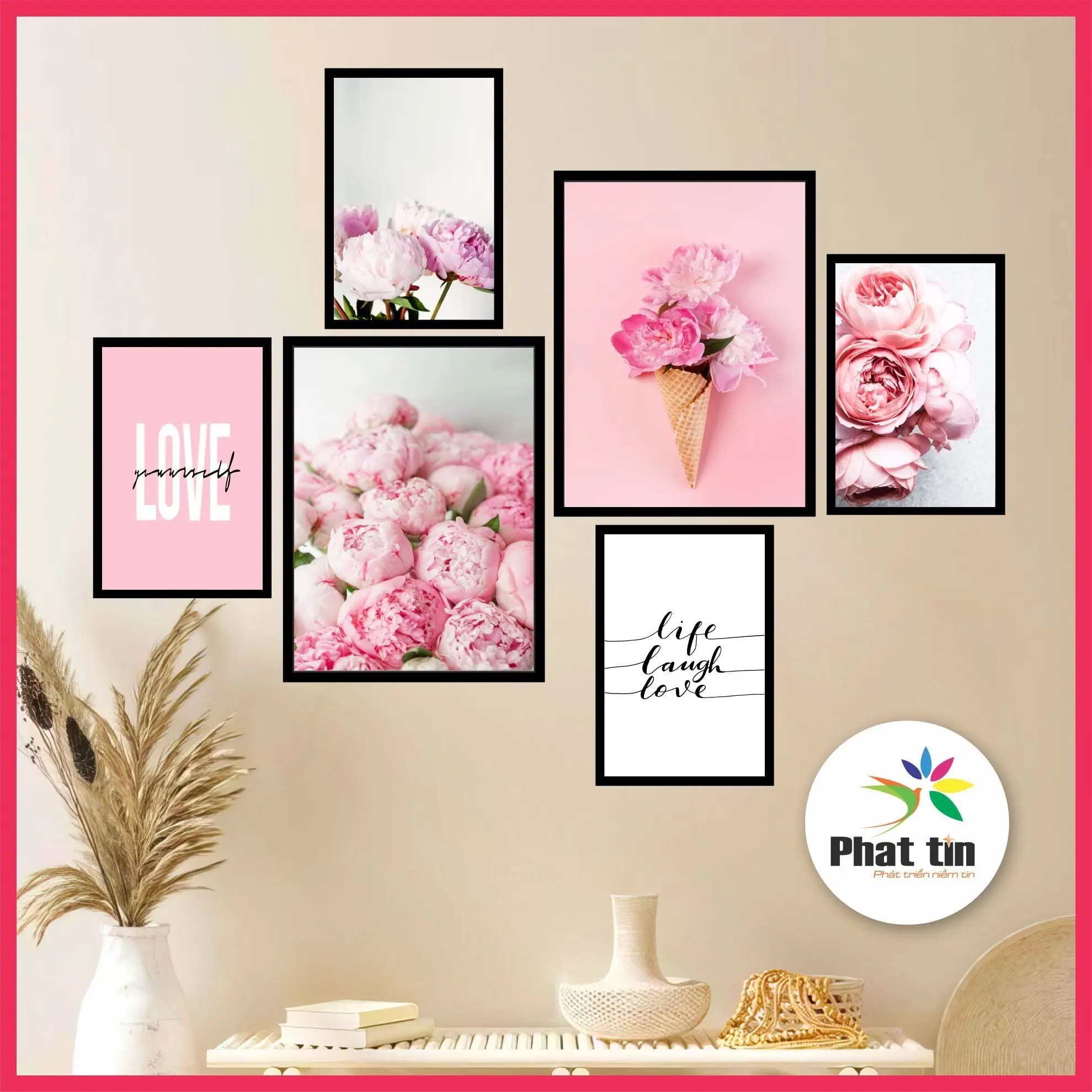 Bộ 6 bức TRANH DÁN TƯỜNG decor hiện đại trang trí phòng khách, nhẹ bền tiện lợi chỉ cần dán không cần khoan tường Decor Tường Treo Tường tranh  dán