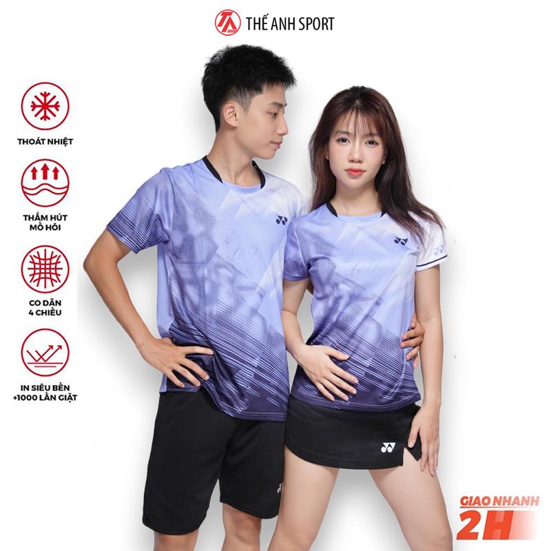 Áo Cầu Lông Nam Nữ, Quần Áo Cầu Lông Vải Mè Dành Cho Tập Luyện Và Thi Đấu Chất Liệu Mát Mẻ Top Chạy Bộ (MX tím)