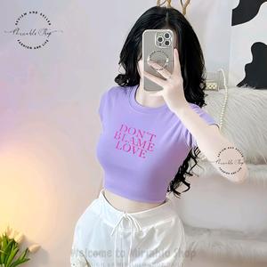 Áo Croptop Borip Ôm Body Nữ Form Basic Cổ Tròn Tay Ngắn In Chữ Don't Blame Love, Size S M L, Áo Croptop Ôm Body Nữ Áo Kiểu Xinh Đẹp In Hình Độc Lạ Đi Biển Đang Hot 2025 Mặc Hè Mặc Nhà Mặc Đi Chơi Thoải Mái Có Bigsize Đến 65kg