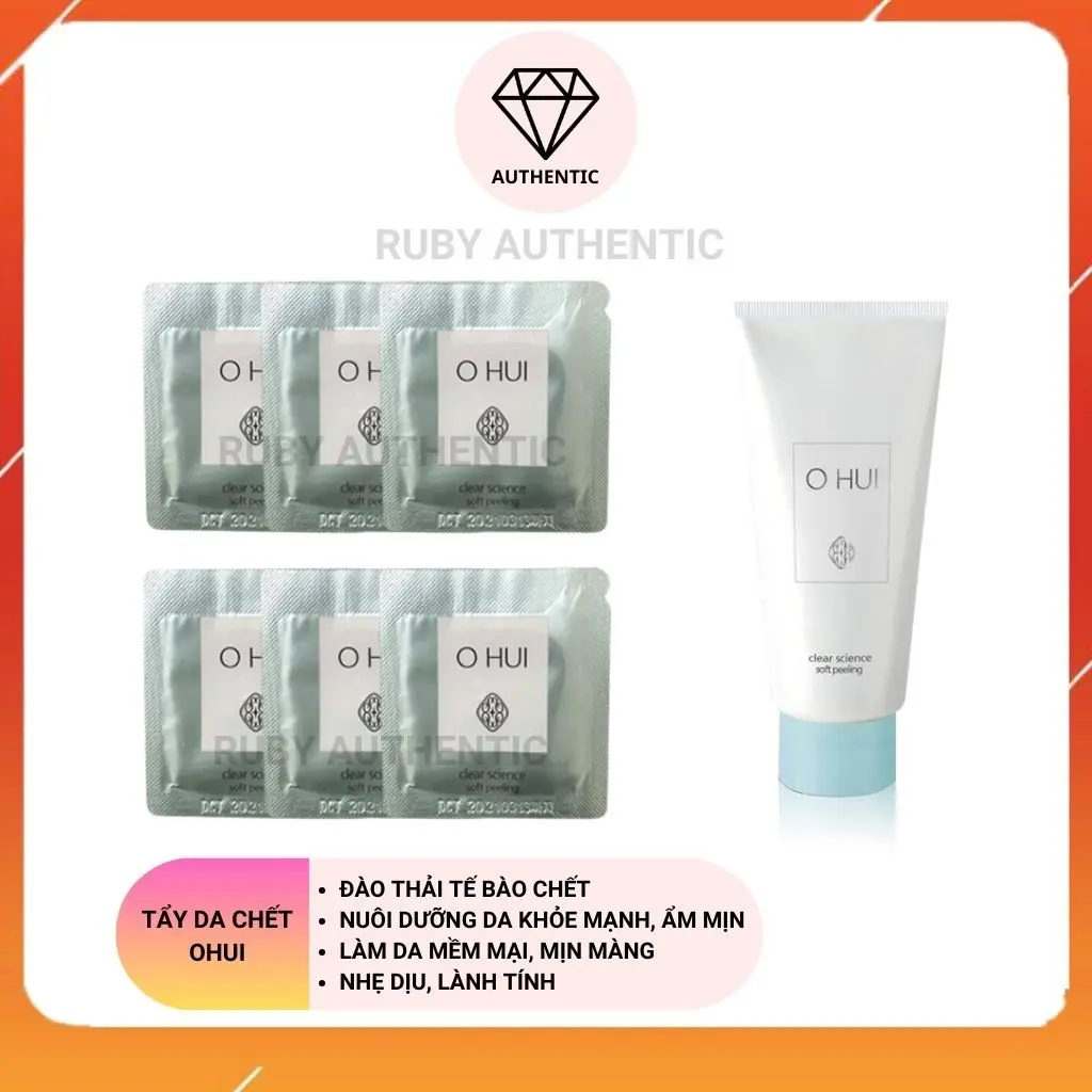 Gói sample Tẩy Tế Bào Da Chết Làm Sáng Mềm Da - Ohui Clear Science Soft Peeling 1ml ,Ruby Authentic