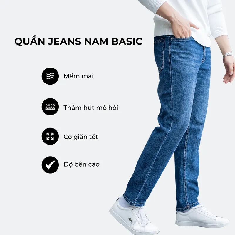 Quần bò jean nam Menswear Pants Có Túi cao cấp URBAN co giãn, dáng slim, vải denim cao cấp, bền màu, không nhăn Menwear NO1606 bigsize, ống suông đứng jean 6