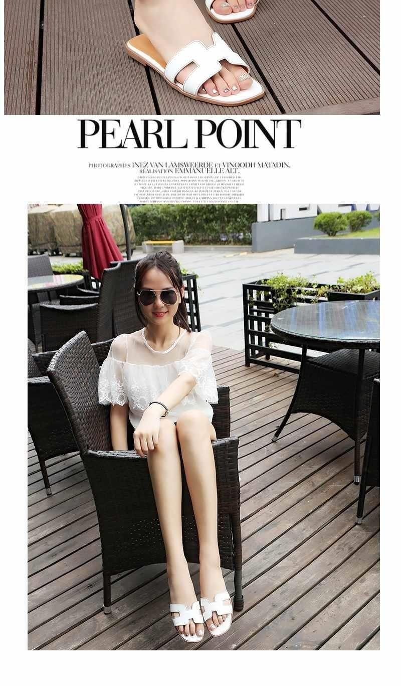 Product Introduction of Slippers, for Women, Available in Size 34 and 41, Popular on the Internet, Celebrity Fashion, Versatile, Flat Sandals, Ins Fashion, Suitable for Summer, Style H 38