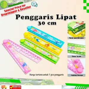 (skr) Penggaris Lipat 30 CM - Mistar Garisan Anak karakter Lucu Dapat Dilipat 15 Cm Folding Ruler Warna Warni Pengaris Tekuk Ruller Buka Tutup 15cm - 30cm