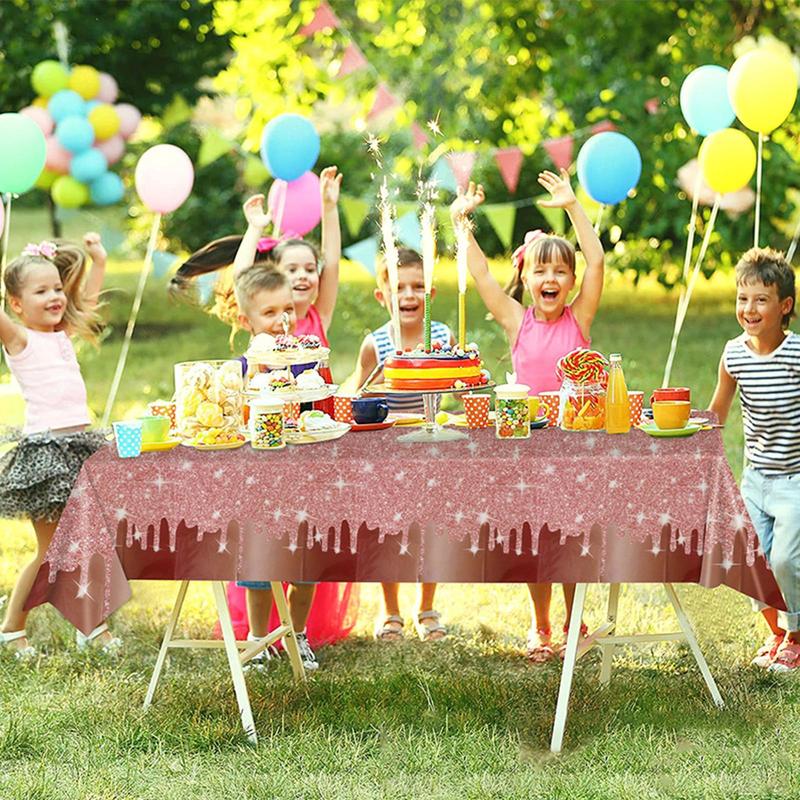 Birthday Party Tablecloth, Glitter Tablecloth, Party Decoration Supplies for Wedding Graduation Anniversary Indoor Outdoor, Ornaments 5
