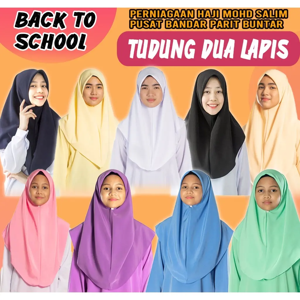 Tudung Sekolah Dua Lapis Koshibo Original Tudung 2 Lapis sekolah Hijab Hijau Merah