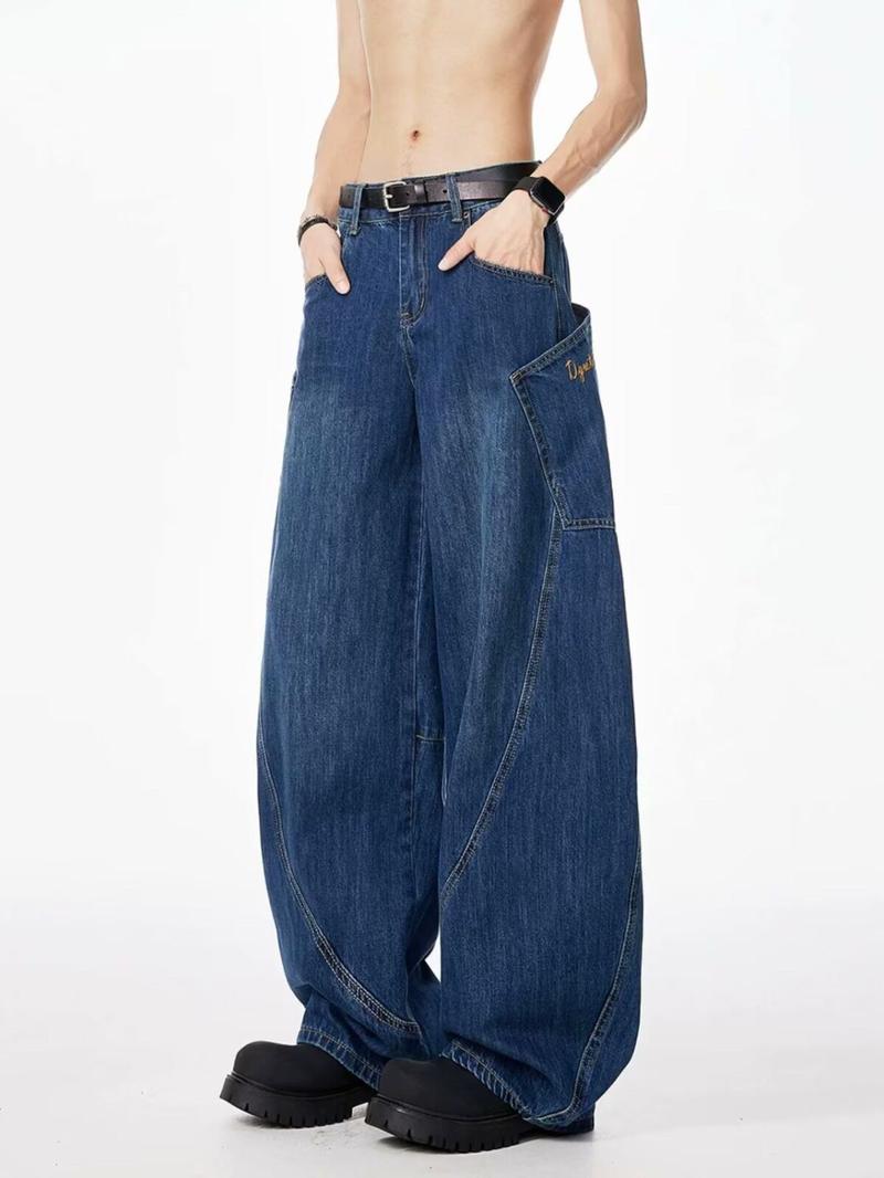 Product Introduction of Quần Dài Jean Mắm Đâm, Thiết Kế Đường Phố Cổ Điển Mỹ 23 Khối, Dáng Rộng Vừa Vặn, Ống Rộng, Quần Ống Đuôi Kéo, Dành Cho Nam Giới, Kiểu Chuối quan  grong combo  3 Menswear Pants Có Túi quần  hiphop  bigsize quần  jean  lửng  nam quần  jean  lửng  nam 8