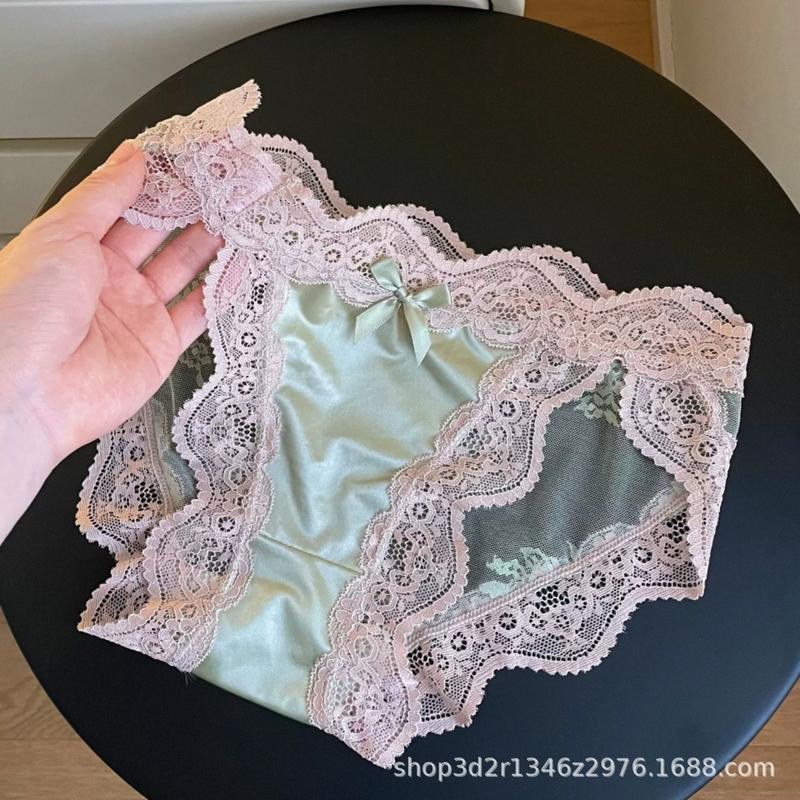 Product Introduction of Thin Satin Sexy Panties Lace Low-Waist Breathable Briefs 19