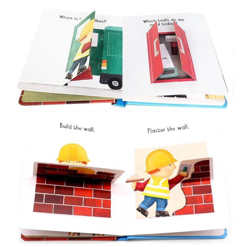 Product Introduction of original 2+y Busy Day Jobs Books Series：Chef/Firefighter/Builder/Farmer，An Action Play Book Lift The Flaps Hardcover 26