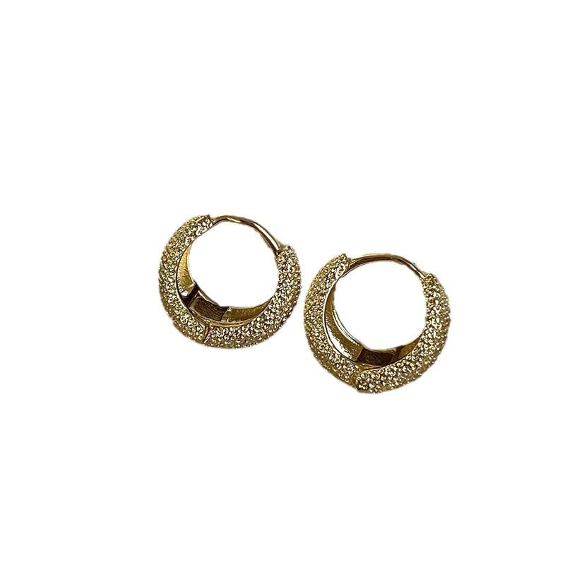 Metal Minimalist Matte Hoop Earrings New High-end Stud Earrings Unique Temperament Ear Jewelry for Women 4