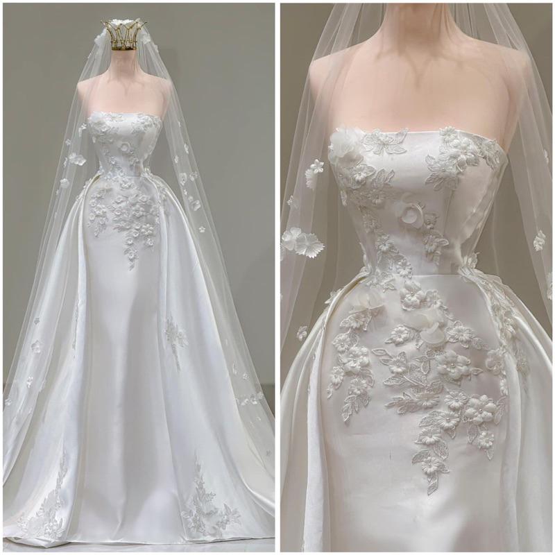 Đầm dạ hội cô dâu đi bàn cúp đuôi cá tùng rời hai kiểu Eliza