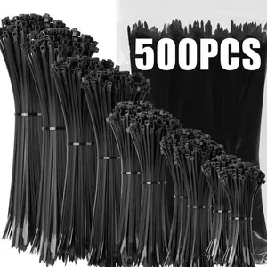 500/300/100Pcs Grosir Ikatan Kabel Plastik Nylon Pengunci Sendiri Tali Kabel yang Dapat Disesuaikan Pengikat Loop Rumah Kantor Ikatan Kabel Zip