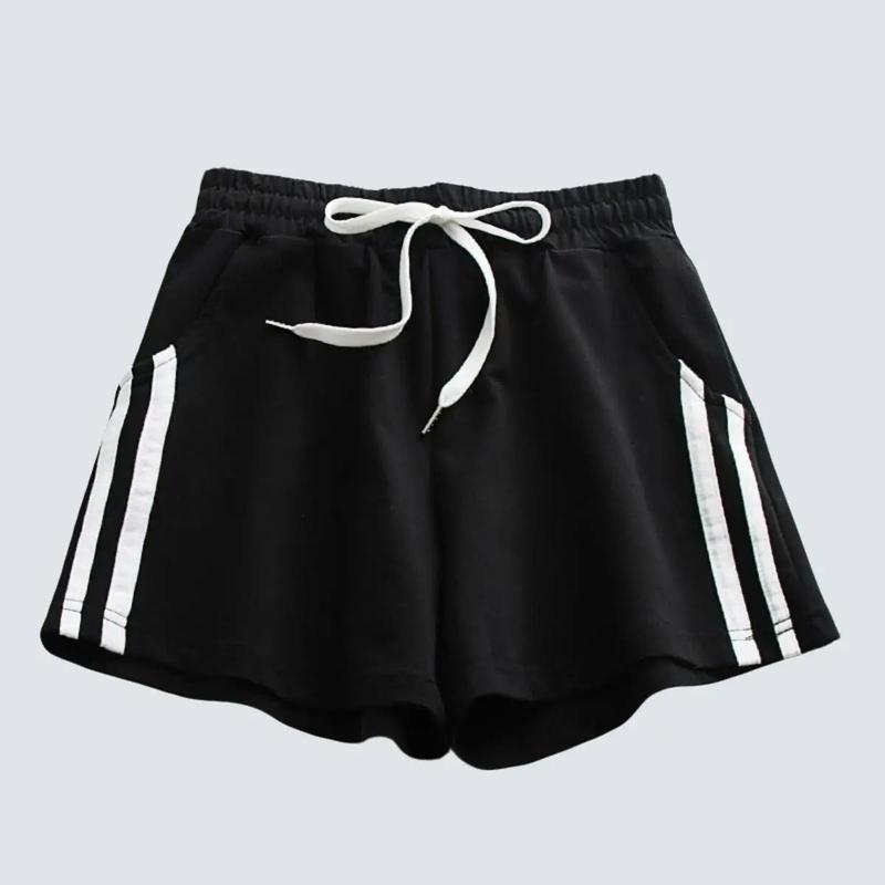 Quần đùi nữ Màu Đen, quần short thun nữ 2 sọc chất thun cotton thoải mái thoáng khí sport thun Quần Ngố Tập Thể Dục 1