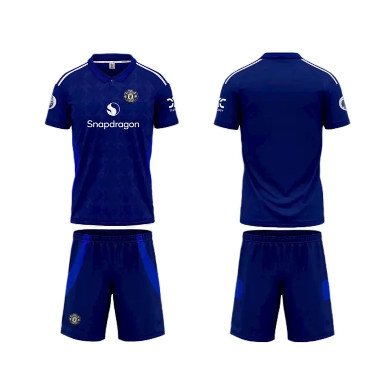 Áo đá bóng CLB Manchester United – MU màu Xanh 2425, Vải thun lạnh thấm hút, co giãn thoải mái, logo áo quần thêu, có dây rút quần