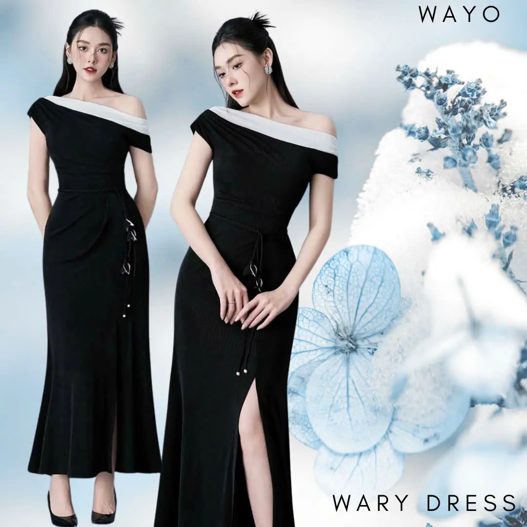 [Wary Dress] Đầm WAYO thiết kế body lệch vai xẻ tà cao cấp dự tiệc sang trọng