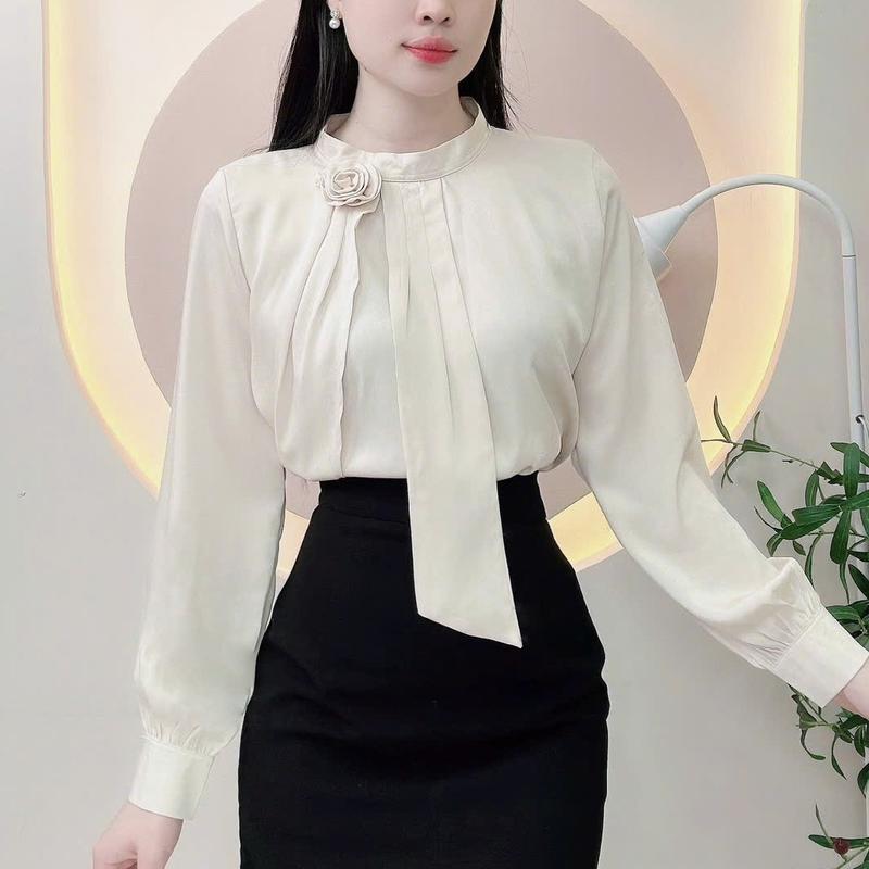 Áo sơ mi nữ thiết kế hoa sang trọng sơ mi lụa mùa hè mềm mướt mát  đi tiệc đi làm đi chơi LAMO - B1380