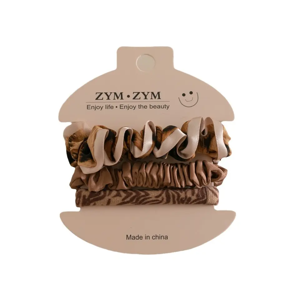 Korean and Japanese New Style High-End Leopard Print Towel Hair Tie Set of 3 Elegant Simple Hair Bands Elastic Hair Accessories