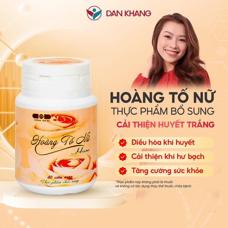  Thực phẩm hỗ trợ phụ khoa Hoàng Tố Nữ Dân Khang cải thiện tình trạng huyết trắng khí hư  Hộp 60 viên  