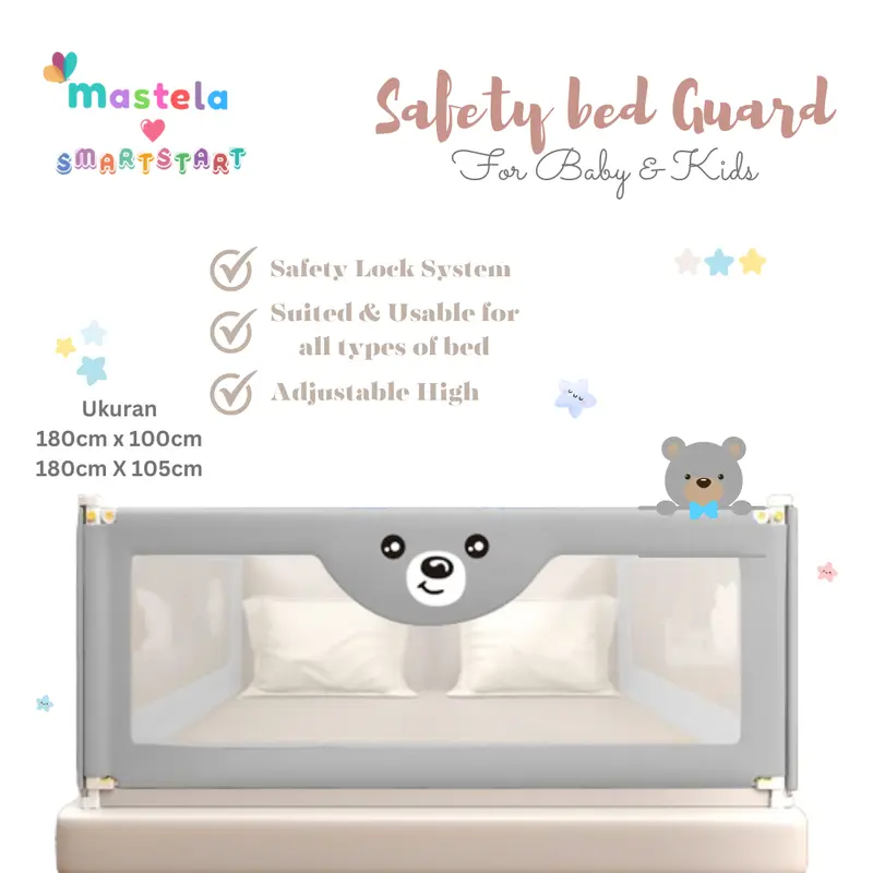 MASTELA Baby Bed Rail Safety Guard Bed Guard Rail Fence Pagar Pembatas Pengaman Pagar Kasur Bayi 4