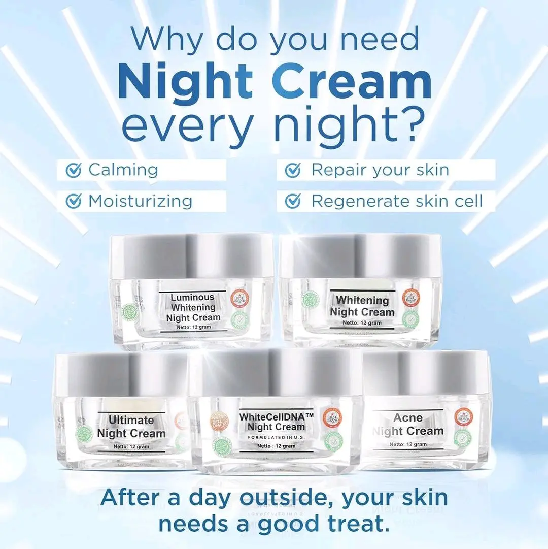 NIGHT CREAM WHITENING / LUMINOUS / ULTIMATE / ACNE / WHITECELLDNA ORIGINAL