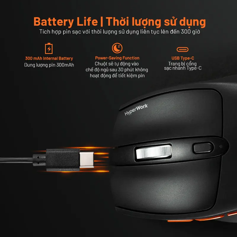 [DEAL SỐC] Chuột không dây HyperWork Silentium MS01 - 3 chế độ kết nối, Bluetooth 5.1 & Wireless 2.4GHz l Hàng chính hãng bảo hành 12 tháng 7