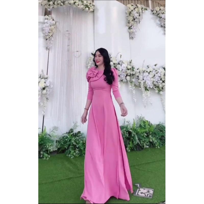  Đủ màu Áo dài tay bồng đính nơ tạo điểm nhấn nổi bật - Áo Dài Đan Linh 