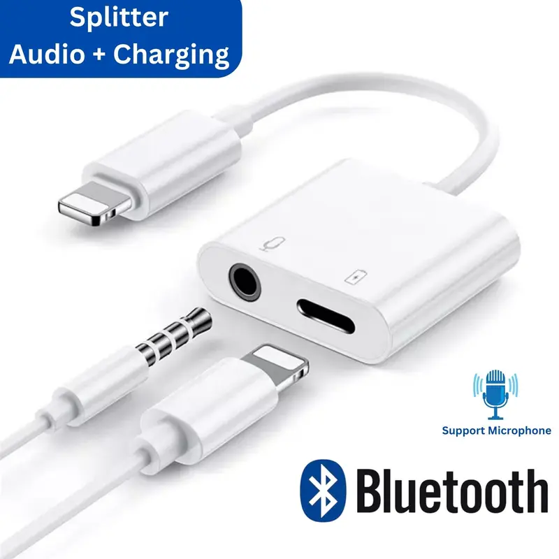 Kabel Spliiter Adapter iP 2in1 Jack Audio - Adaptor Converter Lightning Headphone Jack 3.5mm 0