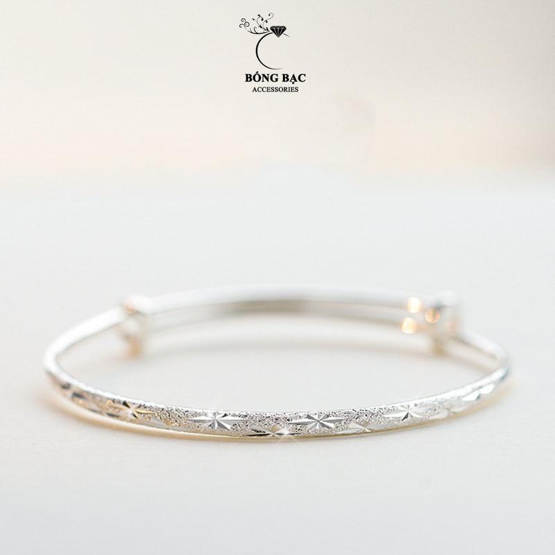 Kiềng tay Bống Bạc, lắc tay cứng phay nhám tinh tế sang trọng LT0.72