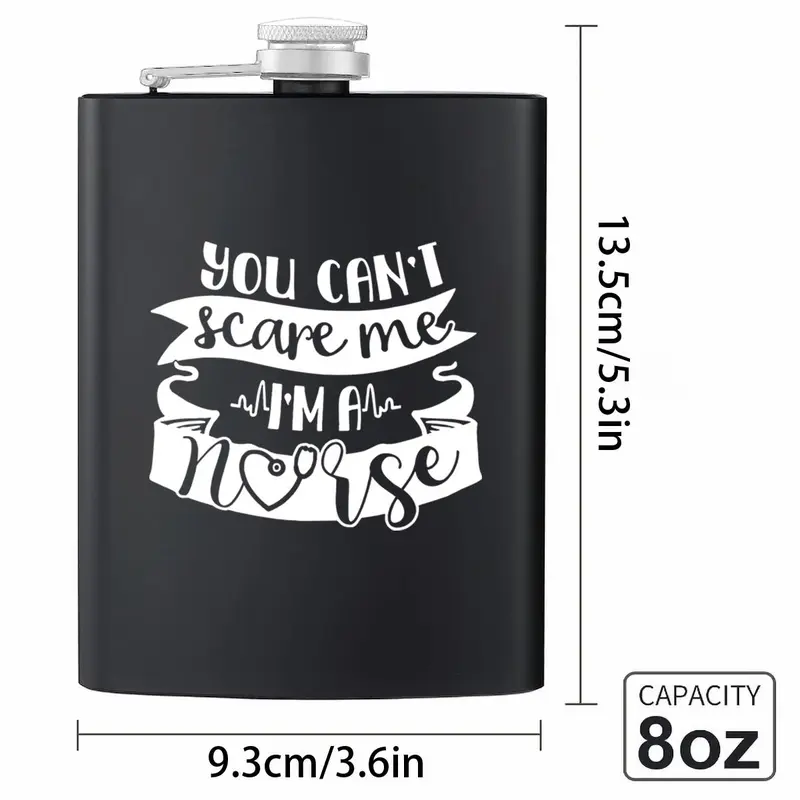 Stainless Steel Hip Flask, 1 Count Letter Pattern Portable Hip Flask with Lid, Drinking Supplies for Home Office Outdoor Camping 1