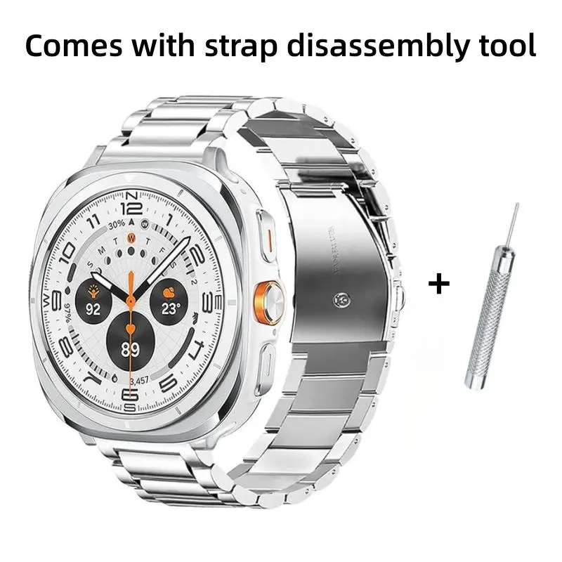Stainless Steel Watch Band (Band Only), 1 Count Fashionable Watch Band for Samsung Galaxy Watch 7 Ultra 47mm, Durable & Adjustable Watch Accessories 2