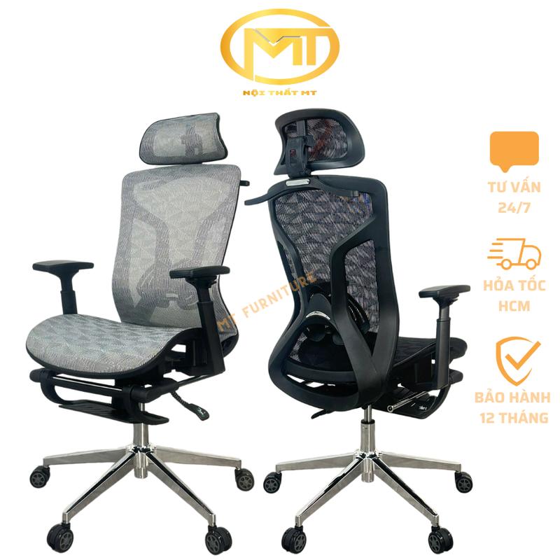 Ghế công thái học full lưới Ergo_MT03. Ghế làm việc, học tập ngã lưng 140độ, gác chân, tựa đầu chỉnh 3D, tay chỉnh 3D