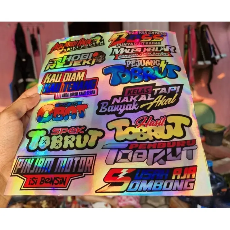 (COD 13 PCS) STIKER HOLOGRAM TOBRUT STICKER RACING STICKER KATA-KATA STICKER TOBRUT VIRAL STICKER VIRAL TERKINI 4