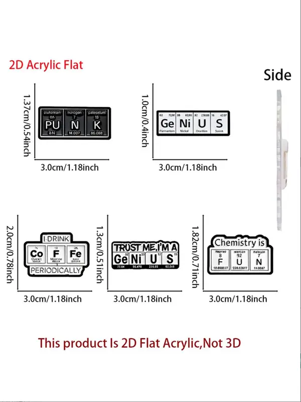 Creative Chemistry Element Symbol Brooch, Cute Fashion Alloy Badge for Daily Clothing Decor, Trendy All-match & Exquisite Brooch for Birthday Gift 1